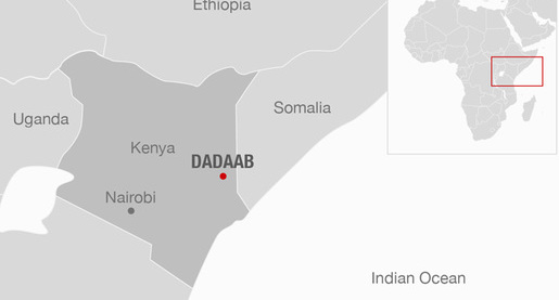 Location of Dadaab in Kenya