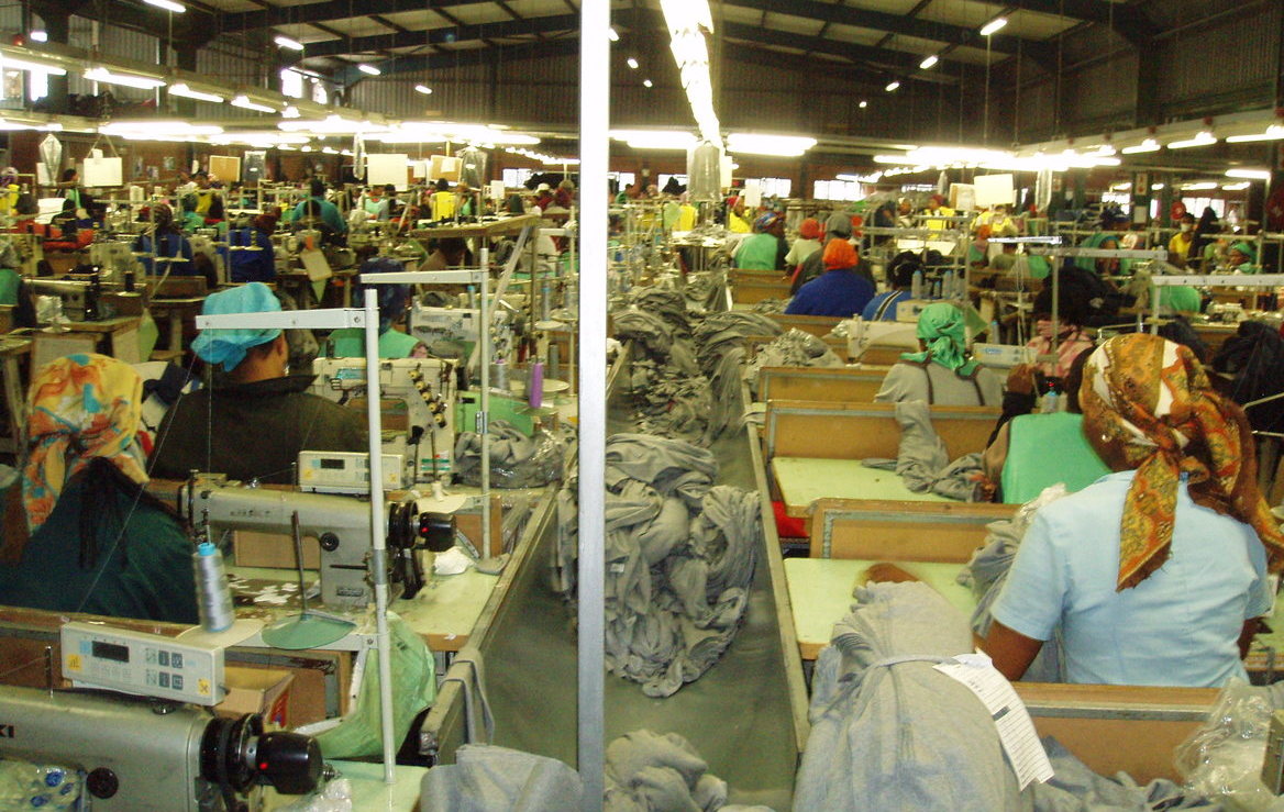 African workers in garment factory