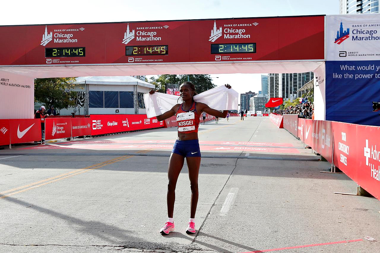 Kenya's Brigid Kosgei sets world marathon record in Chicago