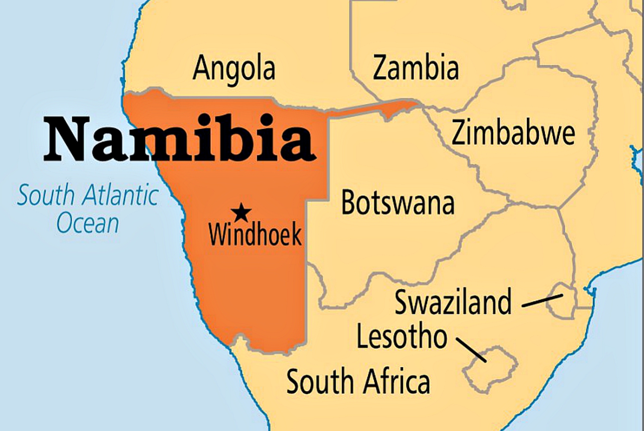 Намибия на карте
