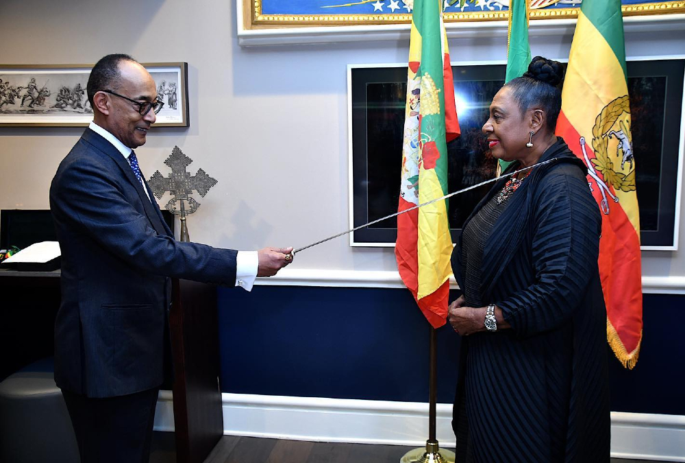 Jamaica's Olivia Grange conferred with one of Ethiopia’s highest honors