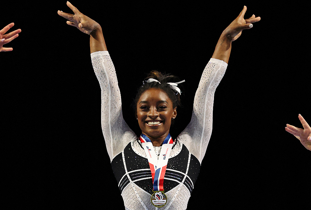 Gymnastics Biles tops competition in first outing since Tokyo Games