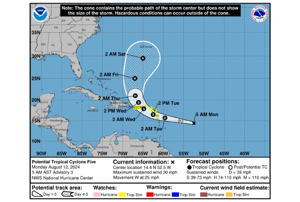 Forecasters issue tropical storm warnings for northeast Caribbean region