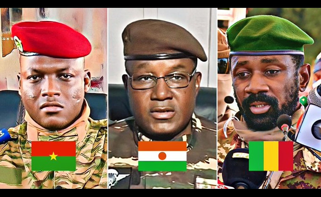 Burkina Faso, Mali, and Niger military officials forming the Alliance of Sahel States