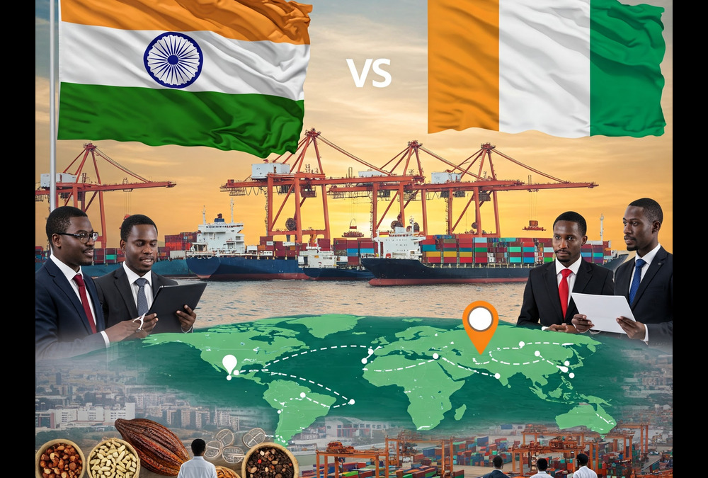 Indian exports to Ivory Coast include rice, pharmaceuticals, and machinery, supporting the West African nation's growing economy and trade sector.