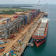 Port construction at Kribi, Cameroon showcasing large vessel accommodation