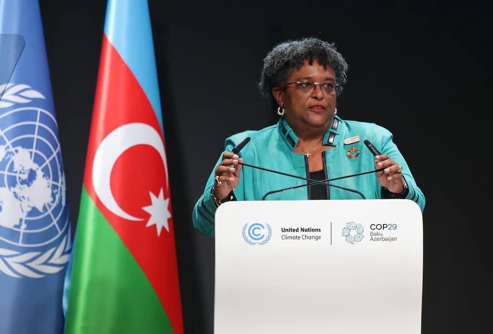 Barbados Prime Minister Mia Mottley speaking at global climate conference