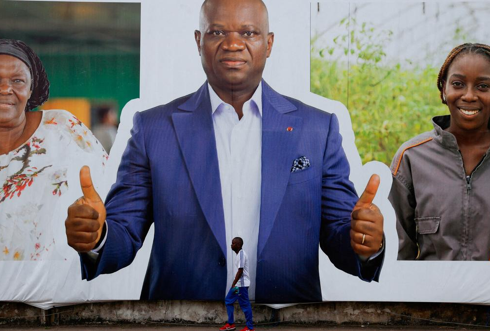 Gabon junta leader Brice Oligui Nguema campaigns ahead of the April 12, 2025 election.