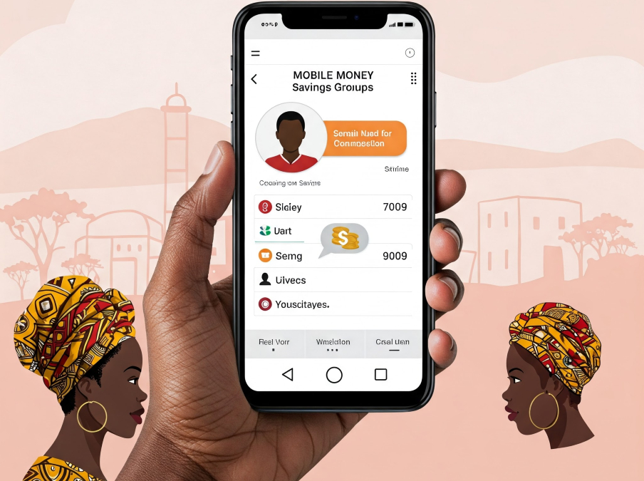 Mobile money platform facilitating digital transactions within a community savings group, enhancing transparency and access to financial services in Africa
