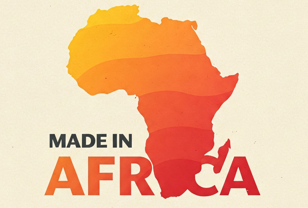 Concept design for a unified 'Made in Africa' logo, representing African craftsmanship and continental branding efforts.