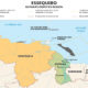 Map of Guyana highlighting the Essequibo region disputed by Venezuela, central to a territorial conflict involving proposed Venezuelan elections and ICJ intervention.