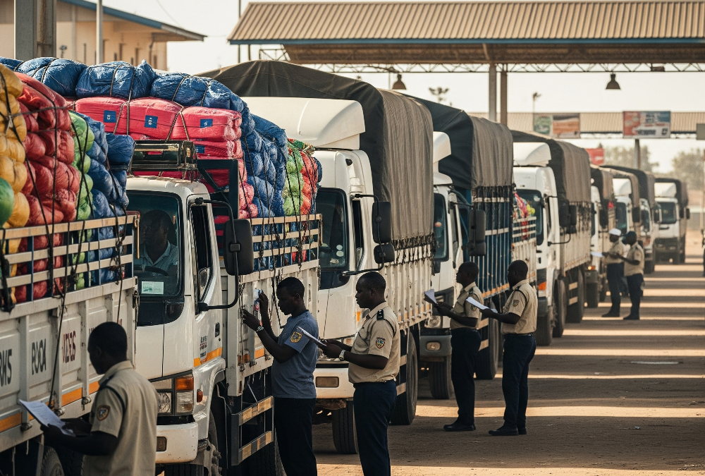 Visual of border checkpoints causing delays and increased costs for African regional trade.