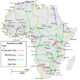 Map illustrating the proposed Pan-African High-Speed Railway network, showing planned routes connecting major African cities from Cape Town to Cairo and Lagos to Nairobi as part of Agenda 2063.