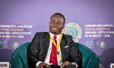 Ivorian entrepreneur Koffi Amani François Xavier speaking at the AfDB 2025 Annual Meetings, sharing how he grew his snack brand “Mon Chips” into a multinational business with support from the ENABLE Youth and AgriPitch programs.
