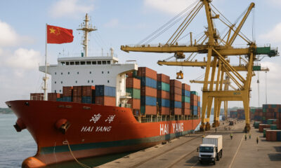 Chinese cargo ship docked at an African port, symbolizing growing China-Africa trade ties and economic cooperation in 2025.