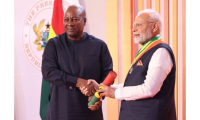 Indian Prime Minister Narendra Modi during a state visit in Accra, symbolizing the strengthening Ghana-India strategic partnership in trade, security, and development.