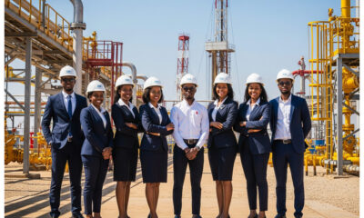 Engaged Namibian young professionals in an oil and gas facility
