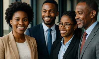 Young African professionals confidently shaping the future, symbolizing Africa’s reclaiming of its narrative and leadership in innovation, culture, and identity.