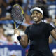 Venus Williams celebrates her singles victory at the 2024 DC Open, becoming the oldest WTA match winner in over 20 years.