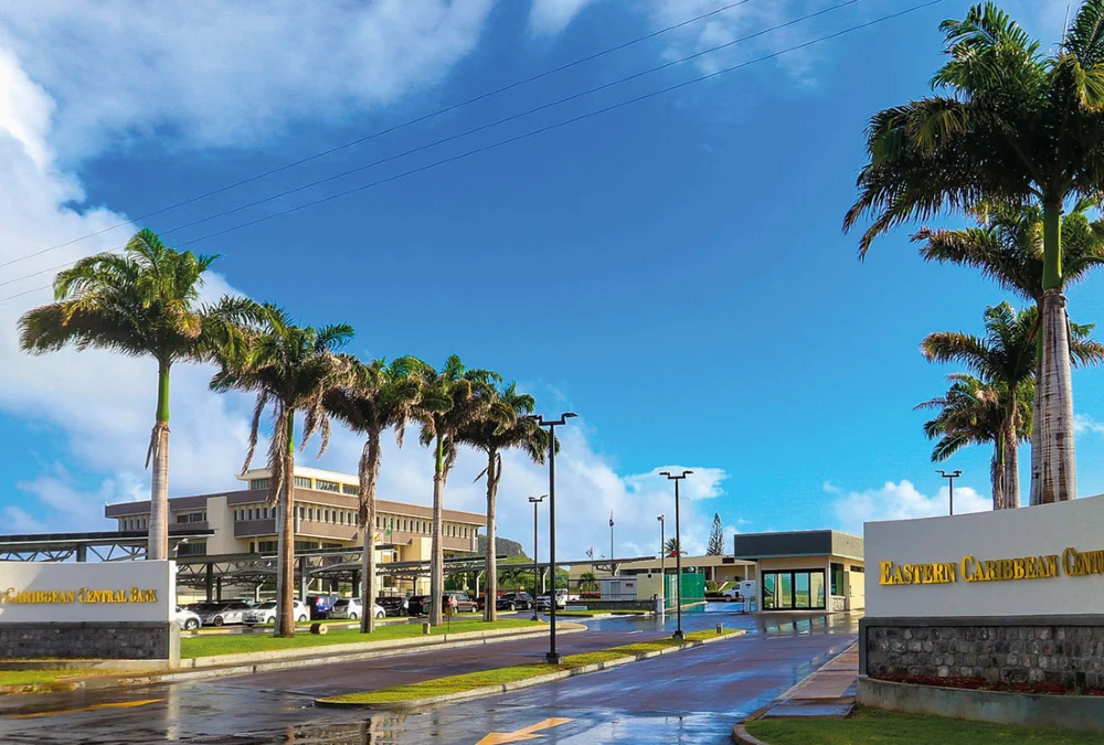 View of the Eastern Caribbean Central Bank headquarters in St. Kitts & Nevis