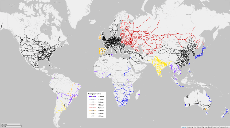 Comparative railway map showing dense rail networks in Europe, China, and the U.S. versus fragmented, underdeveloped lines across Africa—highlighting a major infrastructure gap and investment opportunity in African rail development, AfCFTA trade corridors, and continental connectivity.