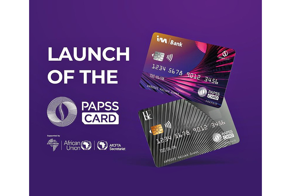Close-up of the new PAPSSCARD – Africa’s first Pan-African debit/credit card designed to promote local financial autonomy and reduce reliance on global payment systems.