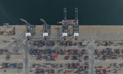 An aerial drone photo shows a view of the Lekki Port in Lagos, Nigeria, on Nov. 30, 2024. The Lekki Port and the Lekki Free Trade Zone are both located in the Lekki Peninsula of Lagos, Nigeria's largest city. The Lekki Free Trade Zone aims to become a new industrial city within Lagos, encompassing industries, commerce, trade, finance, and residential areas.