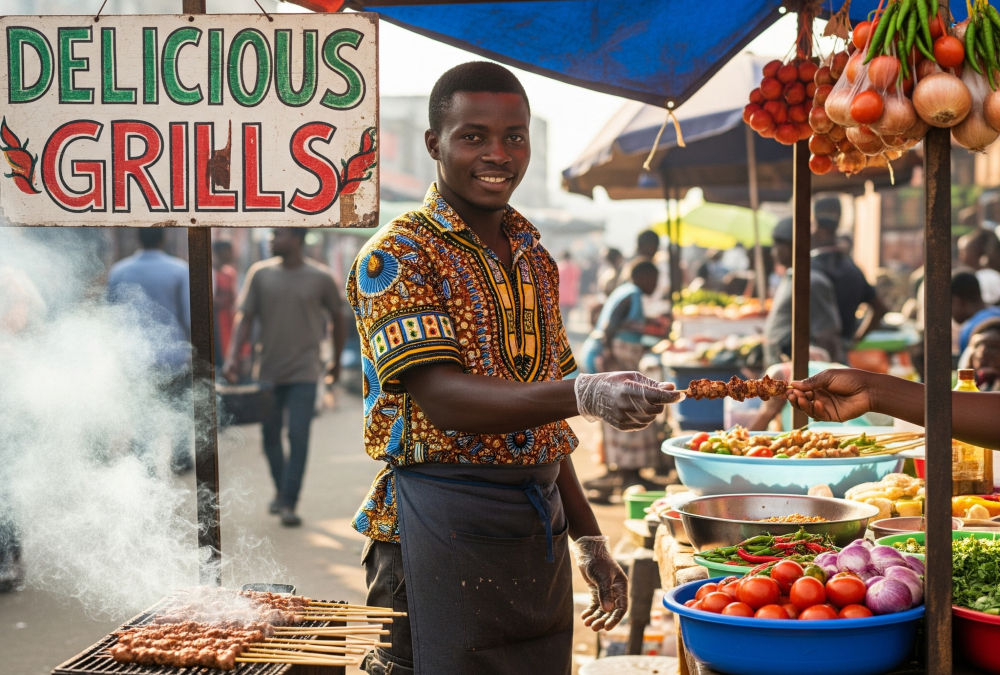 African entrepreneur working in informal business sector, highlighting challenges of formalization and barriers to growth.