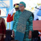 President Netumbo Nandi-Ndaitwah wearing traditional Namibian attire, showcasing African leadership and cultural fashion at a global political event.