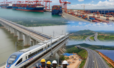 Africa as a strategic hub in the Belt and Road Initiative, with infrastructure like solar farms, digital networks, and logistics ports highlighting US$39 billion in Chinese investment driving industrial transformation across the continent in 2025.