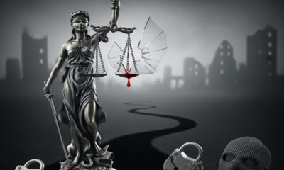 Symbolic representation of organized crime undermining Africa’s economic development through corruption, smuggling, and violence