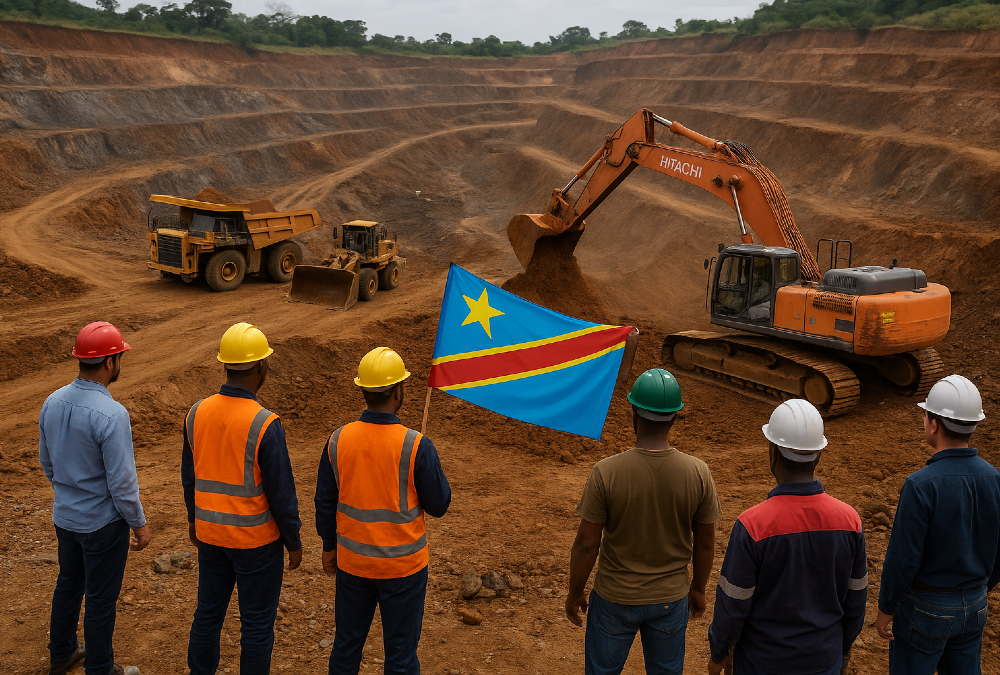 Miners in the Democratic Republic of the Congo extracting cobalt and other critical minerals, central to U.S.-China competition and linked to American-backed peace initiatives in conflict-affected regions.