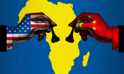 Africa as chessboard with China and U.S. pieces,