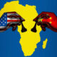 Africa as chessboard with China and U.S. pieces,