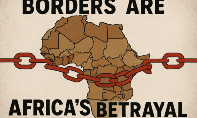 Illustration of African borders restricting movement, symbolizing the struggle for Pan-African unity and freedom of movement across the continent