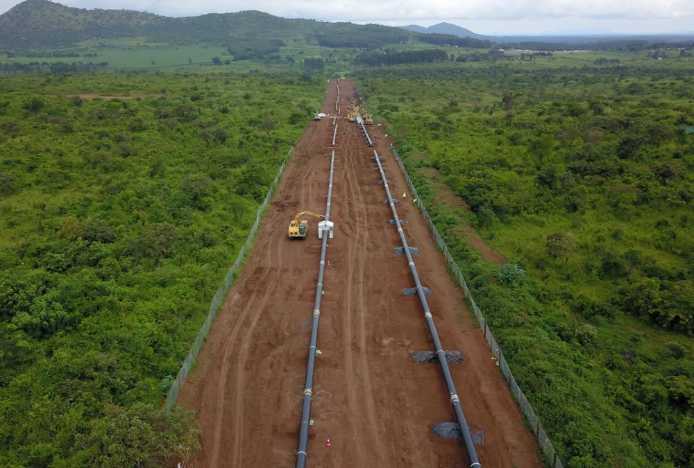 Construction site of the East African Crude Oil Pipeline (EACOP) in Uganda, linking Lake Albert oil fields to Tanzania’s Tanga Port