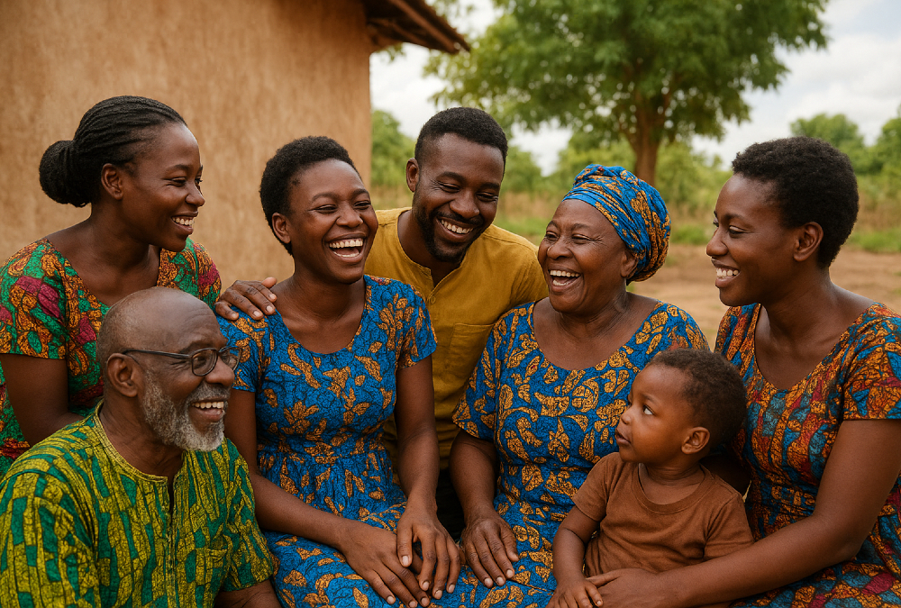 Modern African community gathering symbolizing collective well-being and social connection, reflecting the continent’s redefinition of development beyond GDP and traditional economic measures.