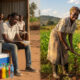Contrast between an unemployed agriculture graduate selling drinks at a bus stop and a hands-on farmer cultivating crops in Africa.