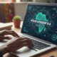 African hands typing on a laptop with AI interface, symbolizing the need for African authorship in artificial intelligence development rather than passive adoption.