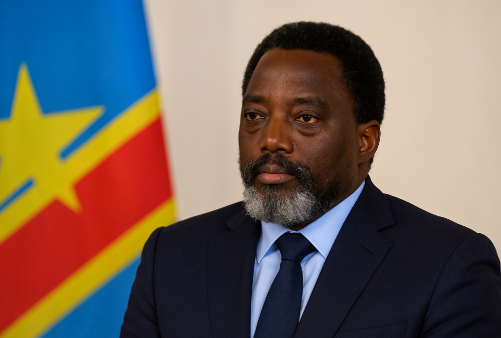 Former DR Congo President Joseph Kabila pictured amid political and military tensions over alleged ties to M23 rebels, facing a death sentence in absentia.