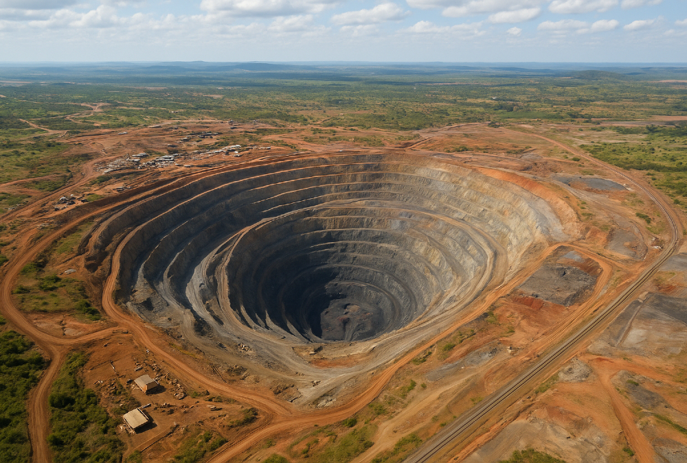 Aerial view of Zambia’s copper mining operations representing the country’s $12 billion investment boom and renewed economic growth under President Hakainde Hichilema.