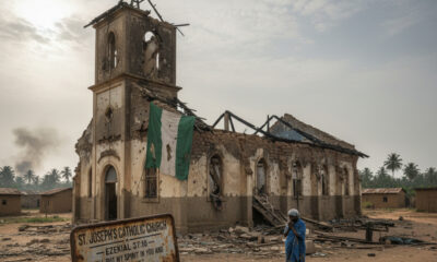 Nigerian church damaged by extremist violence, symbolizing the ongoing persecution of Christians amid Boko Haram and ISWAP insurgencies.
