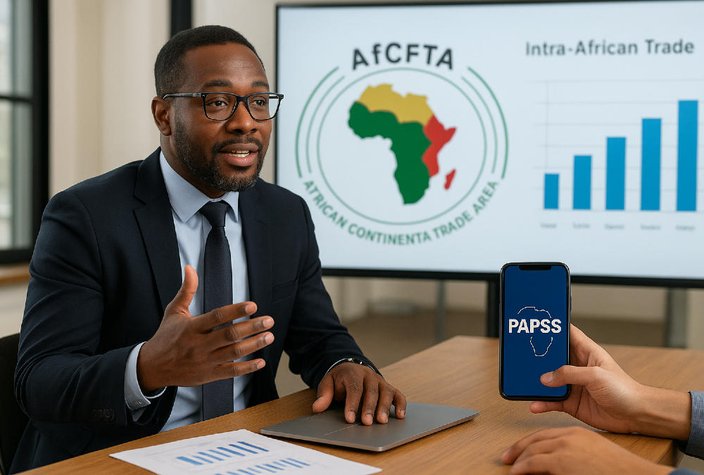African CEOs embrace AfCFTA to boost intra-African trade and economic resilience, adopting digital payments like PAPSS, while shifting exports toward services amid global market uncertainties.