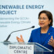 Prime Minister Kamla Persad-Bissessar speaks at EU-funded GCCA+ Renewable Energy Project handover in Port of Spain, Trinidad and Tobago, reaffirming CARICOM commitment while advancing solar and wind energy initiatives.