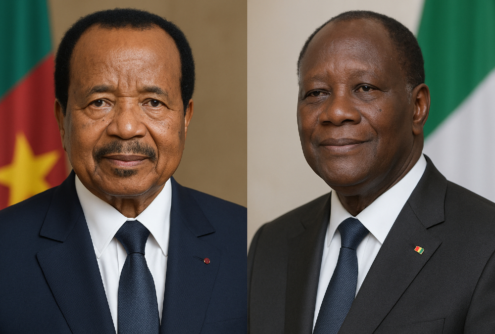 Cameroon and Ivory Coast during the 2025 elections, as leaders Paul Biya and Alassane Ouattara seek extended terms amid concerns over authoritarianism and constitutional coups in Francophone Africa.