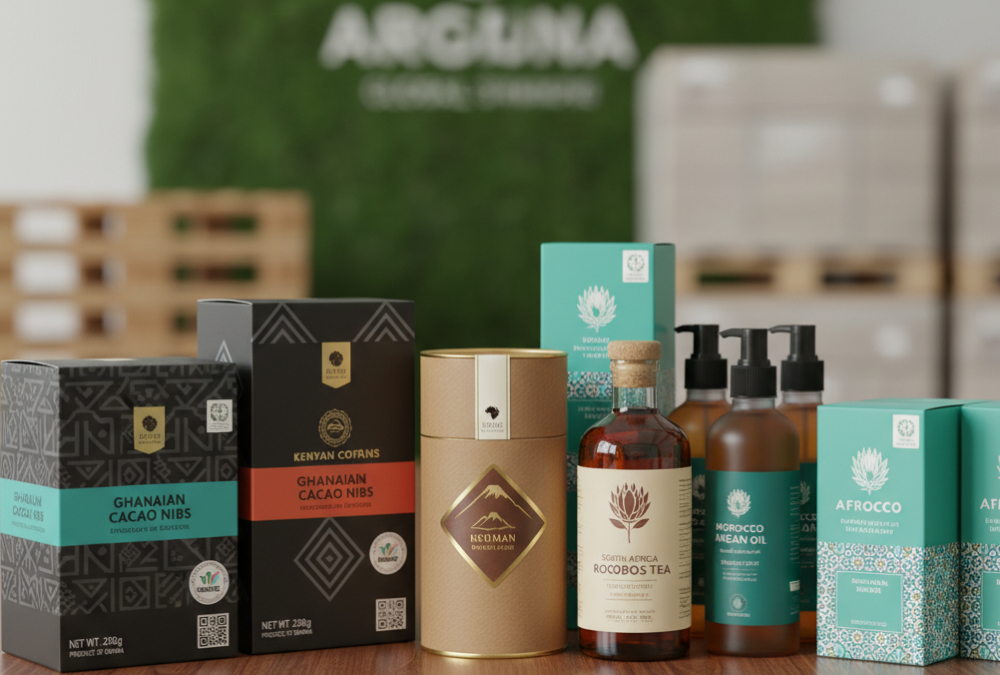 Premium African-made products with standardized packaging ready for export to global consumers