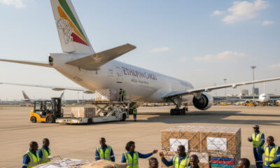 Ethiopian cargo being loaded onto a plane for the African Continental Free Trade Area (AfCFTA), symbolizing Africa’s growing intra-continental trade and economic integration.