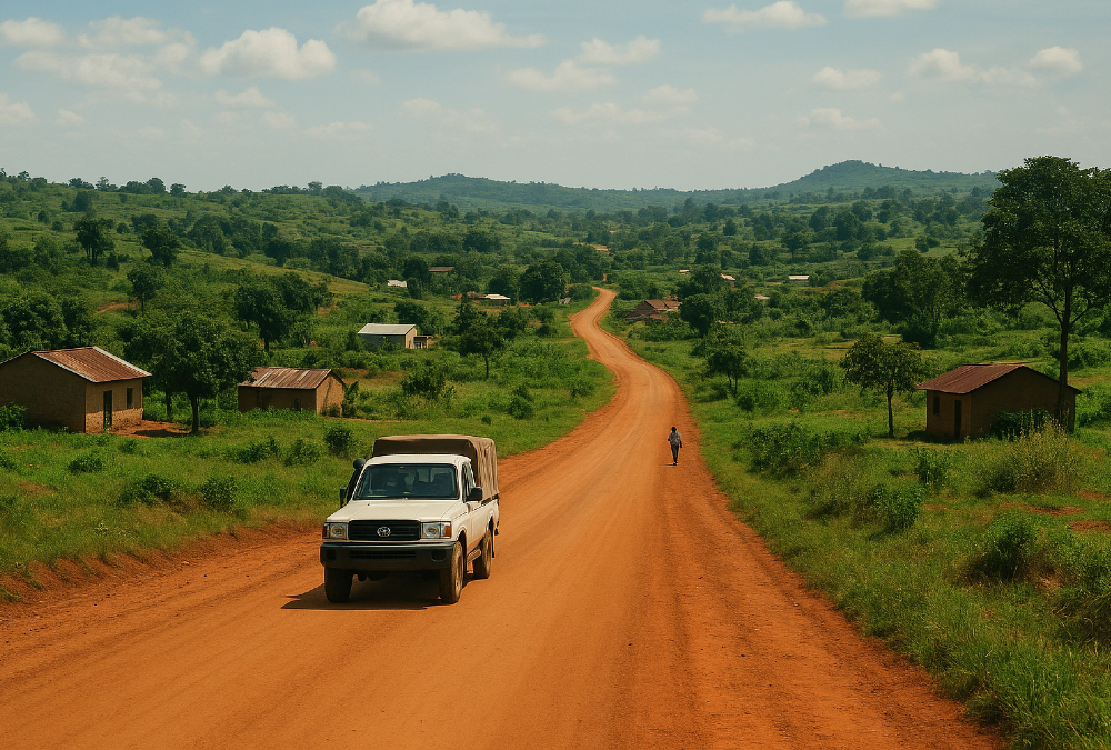 African road infrastructure connecting rural communities to markets, schools, and healthcare - key to trade, AfCFTA success, and inclusive development.