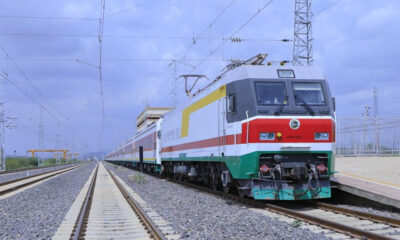 Ethiopia–Djibouti Standard Gauge Railway train transporting cargo through the Horn of Africa, linking industrial hubs to Djibouti’s ports for faster, greener trade.