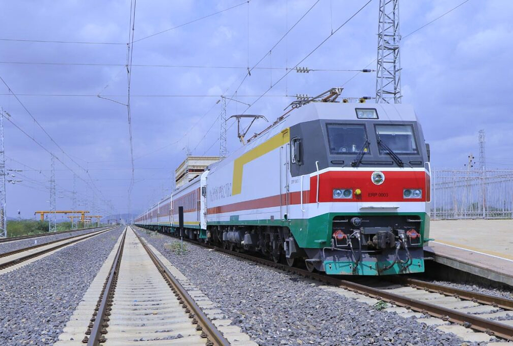 Ethiopia–Djibouti Standard Gauge Railway train transporting cargo through the Horn of Africa, linking industrial hubs to Djibouti’s ports for faster, greener trade.